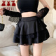 萬(wàn)欣兒甜美荷葉邊高腰半身裙女裝夏季性感蕾絲拼接半裙短裙蛋糕蓬蓬裙子 黑色 M
