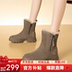 星期六雪地靴女冬季加絨加厚2025新款防滑防水東北女靴短靴百搭 卡其色 37 (235mm) 標準碼