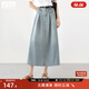 對白復古淺藍色牛仔半身裙女夏2025新款梨型身材顯瘦中長(cháng)款A字裙 復古牛仔藍 M