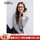 百圖betu女裝冬季新款毛衣半高領(lǐng)氣質(zhì)條紋百搭打底毛衣2410T28 灰條紋 M