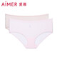 愛(ài)慕內衣女式內褲簡(jiǎn)約舒適純色基礎中腰三角褲 （2件包）莫代爾基礎AM224451粉色+膚色170