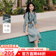 秋水伊人優(yōu)雅浪漫裙子2025年夏季新款氣質(zhì)簡(jiǎn)約通勤立領(lǐng)設計連衣裙 牛仔藍 M