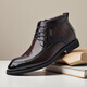巴寇克羊皮馬丁靴男高幫冬季保暖加絨商務(wù)正裝棉靴冬天真皮二棉皮鞋拉鏈 棕色 42