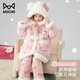 貓人兒童睡衣女童秋冬季三層夾棉家居服甜美女孩珊瑚絨加厚保暖套裝
