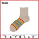 Tabio彩色條紋襪子男夏季高彈透氣日系百搭中筒襪個(gè)性撞色設計感 卡其色 1雙 均碼 25-27cm