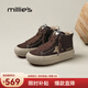 妙麗（Millies）板鞋女厚底加絨豹紋星星時(shí)尚雪地靴2025冬季新款百搭高幫休閑鞋 摩卡棕 35 (225mm) 標準碼