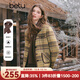 百圖（betu）女裝2025年冬季新款短外套撞色圍巾格子毛呢棉里短款外套2511T93 綠色格 M