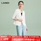 藍地（LANDI）[禪意光澤]優(yōu)雅氣質(zhì)修身短款小西裝外套女五分袖夏新品 純白色 M