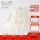 戴維貝拉（DAVE＆BELLA）童裝小香風(fēng)連衣裙女童寶寶衣服兒童公主裙網(wǎng)紗裙秋冬新款小童服裝 米白 100 cm（建議身高90-100cm）