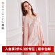 美標送禮物真絲睡袍絲綢浴袍女春秋性感睡衣19姆米100%桑蠶絲家居服夏 柔粉色(套裝) M (160/84A)