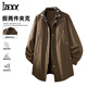 IZEXX中長(cháng)款風(fēng)衣夾克男款春季立領(lǐng)工裝寬松英倫風(fēng)休閑外套MJ92咖啡3XL