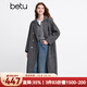百圖betu女裝冬季新款毛呢外套西裝領(lǐng)綿羊毛氣質(zhì)大衣外套2412X01 深灰 M