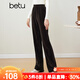 百圖betu女裝年冬季新款休閑褲松緊高腰闊腿雪尼爾長(cháng)褲女2310T87 深啡 S