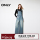 ONLY秋季萊賽爾復古高腰闊腿褲背帶褲牛仔褲女|12437M003 J33 350水洗牛仔藍 L 170/72A