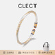 Clect珂里銀手鐲足銀9999純銀鐲子實(shí)心銀首飾琺瑯彩高級生日禮物送老婆