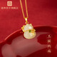 宮典玉貓納福和田玉項鏈女玉石吊墜純銀招財貓玉墜毛衣鏈閨蜜新年禮物