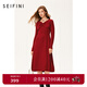 詩(shī)凡黎（‘S EIFINI）酒紅新年針織連衣裙2023冬新款修身顯瘦高級感淑女風(fēng)氣質(zhì)長(cháng)裙女 酒紅 L 165/88A