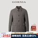 格羅尼雅（GORNIA）男士綿羊毛毛呢大衣格紋商務(wù)通勤時(shí)中年翻領(lǐng)外套男GBS22341195 灰色格紋 L