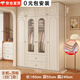 旺府美居【包安裝】實(shí)木衣柜臥室歐式復古風(fēng)家用平開(kāi)門(mén)儲物收納衣櫥大衣柜 160*200*55主柜+頂柜【四門(mén)】