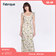 Fabrique【郁花園】小飛袖印花連衣裙女夏季新款 草綠 M
