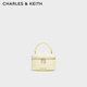 CHARLES&KEITH菱格鏈條手提斜挎小方包盒子包包女包生日禮物CK2-80782534 Butter Yellow奶油黃色 小包