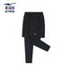 鴻星爾克（ERKE）童裝男中大童運動(dòng)褲兒童兩件套梭織長(cháng)褲正黑165