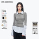 ANN ANDELMAN【明星同款】秋季新款拼接襯衫假兩件針織衫女長(cháng)袖 灰色 S