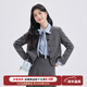 達佳詩(shī)灰色面試西裝套裝女短款小個(gè)子職業(yè)正裝大學(xué)生休閑西服外套 灰色西裝 M 【106斤-115斤可穿，正碼正拍】