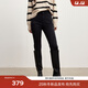 伊芙麗（eifini）蔣欣代言【暖心絨】高腰加絨發(fā)熱保暖修身牛仔小腳褲女冬季新款 黑色 M 105-115斤