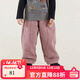 允兒媽寶寶冬季百搭加絨貼布休閑褲允兒媽女童新款加厚運動(dòng)褲兒童長(cháng)褲潮 粉色 現貨 130