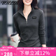 VHLK輕奢潮牌女裝長(cháng)袖t恤女2025新款修身時(shí)尚拉鏈立領(lǐng)純棉polo上衣t恤 灰色 XL 建議115斤-125斤