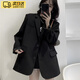 西服女西裝外套男女韓版寬松春秋小個(gè)子面試答辯通勤上衣長(cháng)袖 【黑色】 L