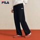 FILA 斐樂(lè )男女情侶款長(cháng)褲26春季新款休閑衛褲寬松運動(dòng)直筒褲子新年褲 【26春季新款-男子直口褲】正黑色-BK XL