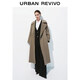 UR秋季新款女裝腰帶長(cháng)款大衣呢料外套UWG150098+ 卡其 (偏長(cháng)) XS