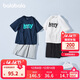 巴拉巴拉兒童短袖套裝2025童裝夏季男大童兩件套速干純棉休閑208225119102