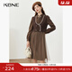 KBNE咖色時(shí)尚套裝兩件套2024新款連衣裙拼接網(wǎng)紗牛筋收腰春秋女 咖啡色 XS