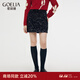 歌莉婭（GOELIA）半身裙女冬季新款絲絨短裙小A包臀裙子1CNR2C100 00B黑色 L