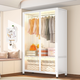 肯帷家鋼制衣柜臥室家用組裝鐵藝收納柜子出租房用簡(jiǎn)易衣架兒童寶寶衣櫥 上對開(kāi)下二門(mén)白色600*420*1529