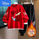 迪士尼（Disney）男童秋冬季套裝紅色衣服加絨加厚兩件套大童時(shí)髦休閑運動(dòng)套裝男孩 紅色套裝【中國白鶴】 上衣和褲子套裝02# 130 數 建議身【115-125】