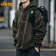 JEEP吉普衛衣男春秋季連帽寬松潮牌長(cháng)袖T恤男士重磅衣服男裝 綠色 L