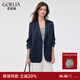 歌莉婭三醋酸七分袖西裝外套女士2025新款春季通勤穿搭1C8L6M21B 90U深寶藍 M