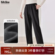 MsShe【超柔絨加厚直筒褲】大碼女裝2025秋冬裝胖mm刺繡錐形長(cháng)褲 黑色現貨 3XL