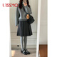 UISSMO裙子女冬季2025新款灰色毛呢遮胯顯瘦半身裙小個(gè)子a字百褶裙 灰色毛呢 中裙  S 【建議85-100斤】