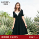 歌莉婭女裝新品連衣裙春裝爆款簡(jiǎn)約洋氣赫本風(fēng)v領(lǐng)高級小黑裙1C3C4G1T0 00B黑色 L