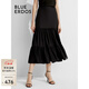 BLUE ERDOS半身裙女春夏優(yōu)雅度假風(fēng)垂感蛋糕長(cháng)裙開(kāi)叉半裙 黑 160/64A/S