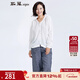 斯琴春夏女白色V領(lǐng)單排扣蝙蝠長(cháng)袖提花寬松微彈薄款襯衫ACQS007 M