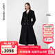 朗姿純羊毛軍旅風(fēng)收腰顯瘦氣質(zhì)高級呢子大衣修身毛呢外套冬季新款 黑色2 M