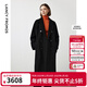 朗姿騏驥紅【尖貨補單】純羊毛收腰中長(cháng)款毛呢外套大衣女西裝領(lǐng)冬新款 黑色2 M