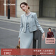 贏(yíng)智尚小香風(fēng)秋冬套裝2025新款富家千金穿搭高端精致兩件套ZA-ZF04058M1 淺湖藍色（外套+連衣裙） M