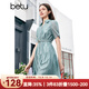 百圖betu女裝夏季新款連衣裙輕薄可拆卸腰帶襯衫連衣裙女2404T94 藍色 L